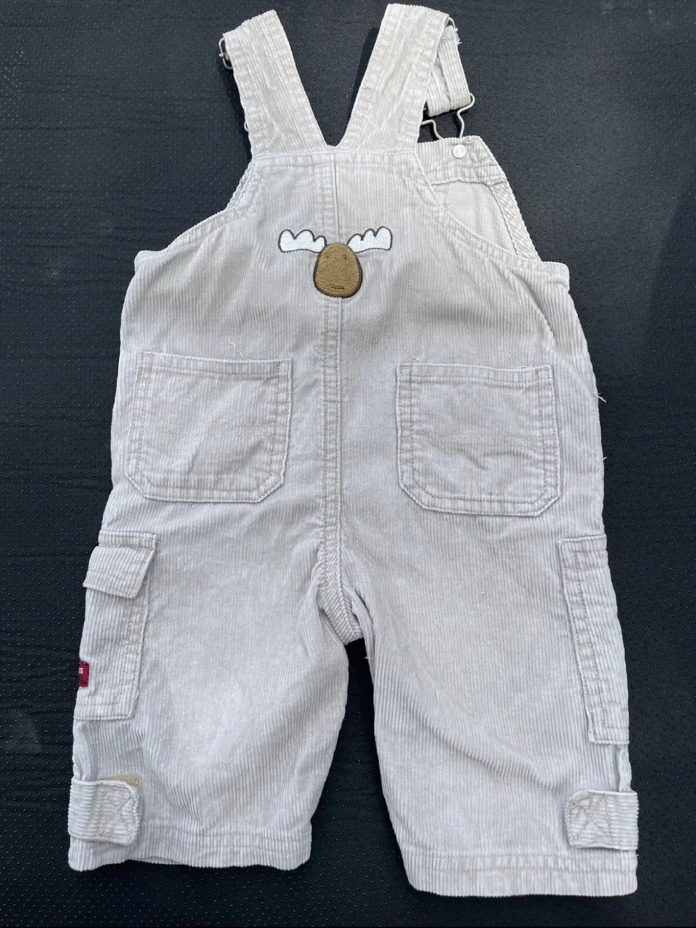 Carter's Light Beige Corduroy Baby Overalls with Bear Patch